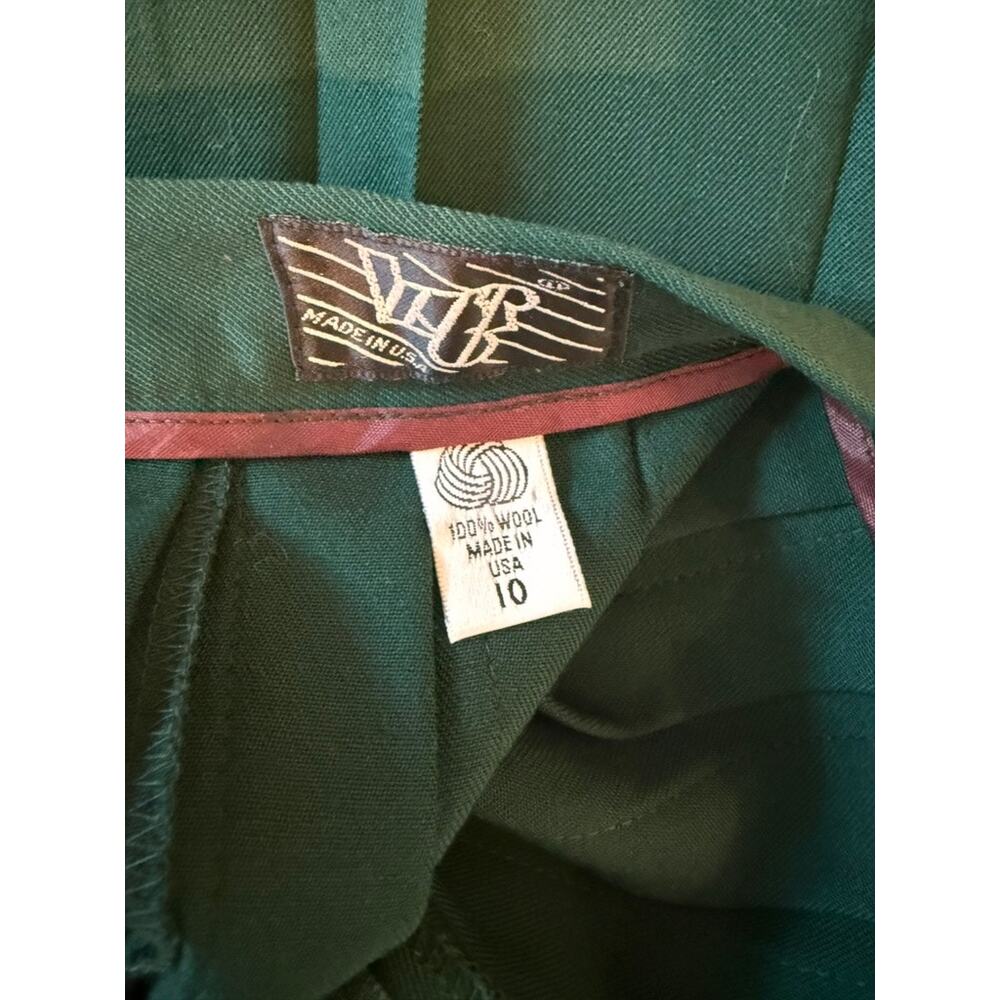 Vintage Forest Green Wool Pleated Midi Skirt Size 10 Made in USA ✨ - Picture 7 of 7